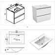 AICA SANITAIRE - Ensemble meuble salle de Bain 60cm simple vasque avec colonne et miroir 3 couleurs blanc - vignette