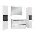 AICA SANITAIRE - Ensemble meuble Salle de Bain 80cm avec colonne + miroir lumineux dimmable blanc - vignette