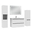 AICA SANITAIRE - Ensemble meuble Salle de Bain 80cm avec colonne et miroir lumineux 3 couleurs blanc - vignette