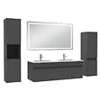 AICA SANITAIRE - Ensemble meuble Salle de Bain 120cm avec colonne + miroir lumineux 3 couleurs Anthracite - vignette
