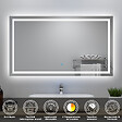 AICA SANITAIRE - Ensemble meubles Salle de Bain 120cm avec colonne + miroir lumineux 3 couleurs Anthracite - vignette