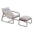 OVIALA - Fauteuil relax en acier et textilène avec repose-pieds taupe - Sotia - vignette