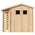 TIMBELA - Abri de jardin en bois et range bûches extérieur AVEC SOL TRAITÉ - extérieur I206xL272xH218 cm/ 3,53 + 0,97 m2 -  TIMBELA M386+M386G - vignette