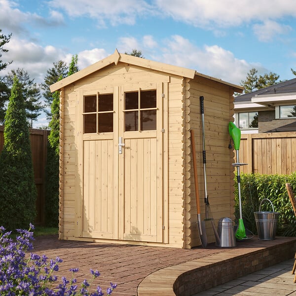 TIMBELA - Abri de jardin en bois - Stockage extérieur I196xL136xH218 cm/ 1.98 m2 - M367F - large