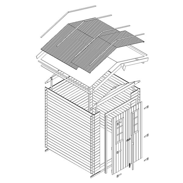 TIMBELA - Abri de jardin en bois - Stockage extérieur I196xL136xH218 cm/ 1.98 m2 - M367C - large