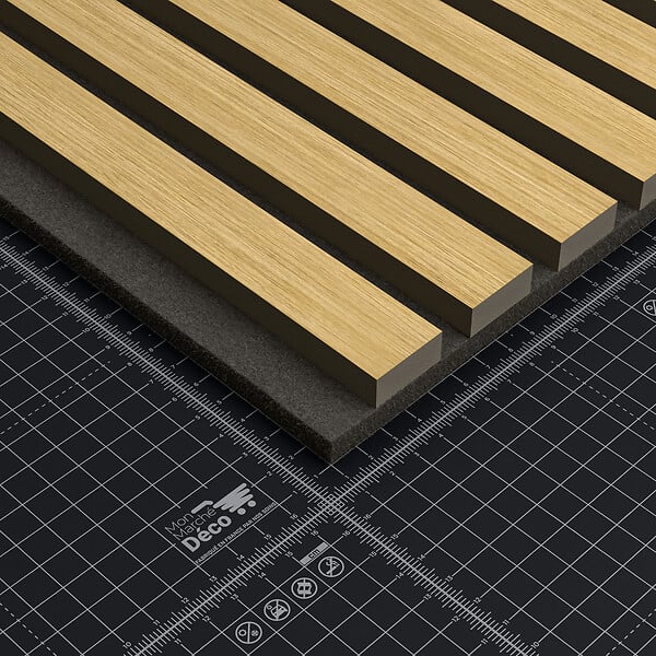 MON MARCHE DECO - Lot de 2 Panneaux Tasseaux Bois - Chêne Feutre Noir - 3 m² - large