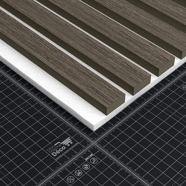 MON MARCHE DECO - Lot de 2 Panneaux Tasseaux Bois - Noyer Feutre Blanc - 3 m² - large