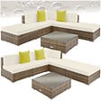 TECTAKE - Salon en rotin avec structure en aluminium Paris marron naturel - vignette