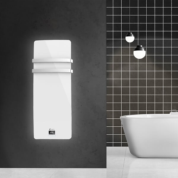 SANNOVER - Sèche-Serviette Electrique en Verre mural Omiros Sannover 850 W Blanc - large