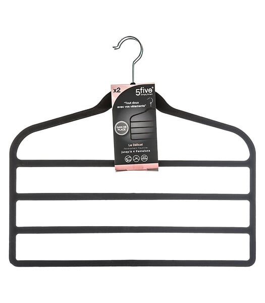 5 FIVE SIMPLY SMART - Lot de 2 Cintres 4 pantalons avec revêtement anti glisse en feutrine - large
