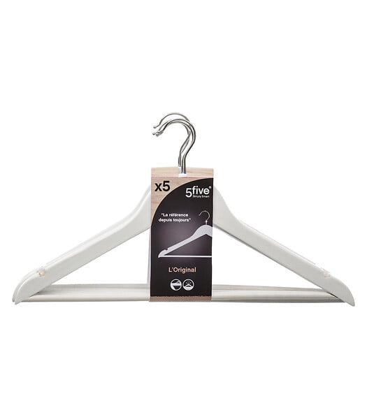 5 FIVE SIMPLY SMART - Lot de 5 Cintres en Bois Blanc - large