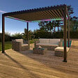 MODE DE VIE - Pergola bioclimatique Alyssa motorisée, LED - Aluminium - Gris - 4x3m - vignette