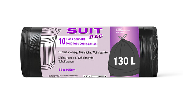 SUIT BAG - Sac poubelle poignée coulissante 130L 85x105cm - large
