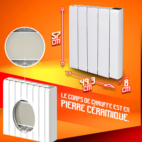 WARM TECH - Radiateur inertie céramique 1000 W - large