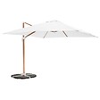 OVIALA - Parasol déporté 3x3m et 4 dalles lestées effet bois blanc - Brescia - vignette