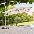 OVIALA - Parasol déporté 3x3m et 4 dalles lestées effet bois blanc - Brescia - vignette