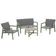 OVIALA - Salon de jardin 4 places en aluminium vert kaki - Leki - vignette