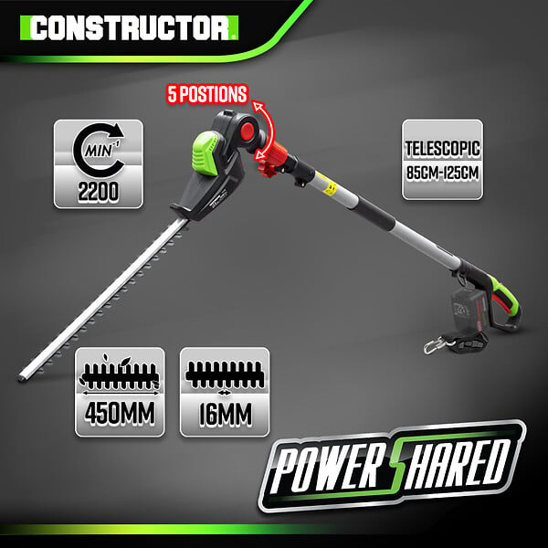 CONSTRUCTOR - Taille haies sur perche 20V max sans batterie - Lame 51cm - large