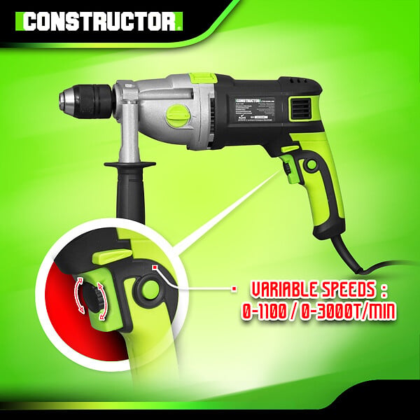 CONSTRUCTOR - Perceuse à percussion 1050W mandrin auto. 13mm - large