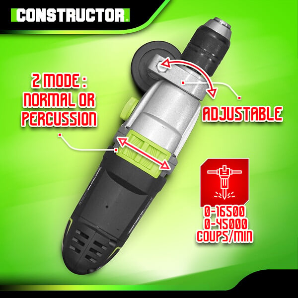CONSTRUCTOR - Perceuse à percussion 1050W mandrin auto. 13mm - large