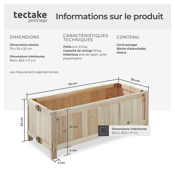 TECTAKE - Carré potager BLOMSTER marron - large