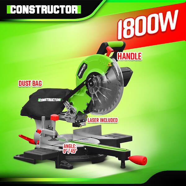 CONSTRUCTOR - Scie à  onglets radiale 1800W - Lame 254mm 36 dents - large
