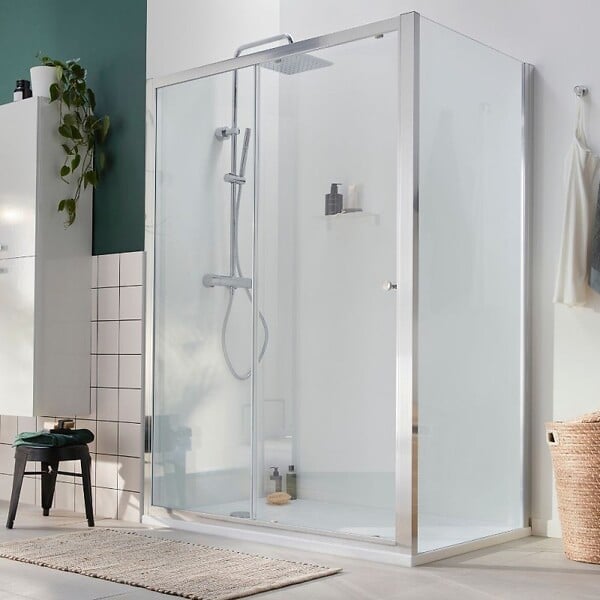 JACOB DELAFON - Receveur douche Ipso 140x80 + paroi coulissante angle + bonde - large