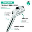 HANSGROHE - Pommeau de douche Crometta EcoSmart 2 jets blanc/chromé + flexible de douche 1,25 m Metaflex chromé - vignette