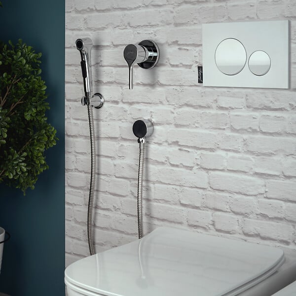 JACOB DELAFON - Douchette WC Elate chromée + support + flexible - large