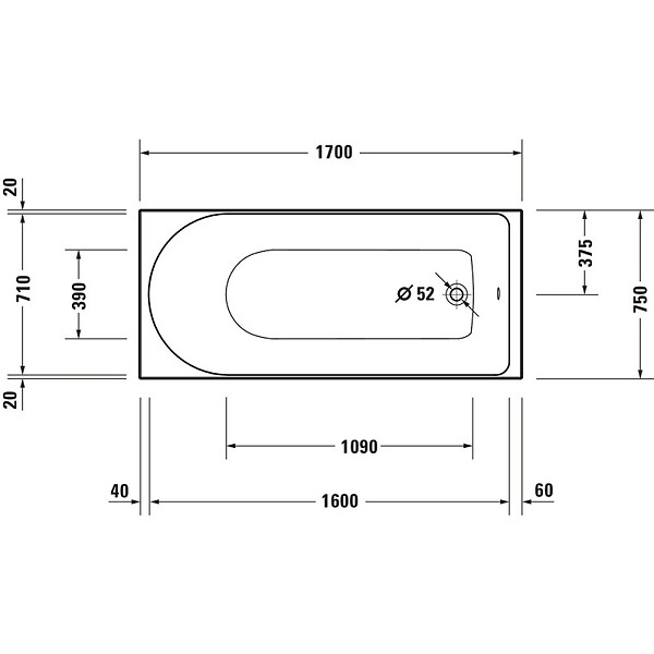 DURAVIT - Baignoire droite 170x75 D-Neo - large