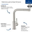 VILLEROY ET BOCH - Robinet cuisine  Steel Shower acier massif - vignette