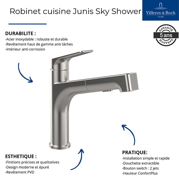 VILLEROY ET BOCH - Robinet cuisine  Junis Sky Shower - large