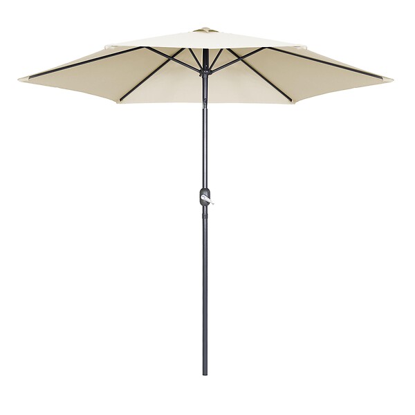 OVIALA - Parasol droit inclinable 3m et 4 dalles lestées aluminium blanc - Matera - large