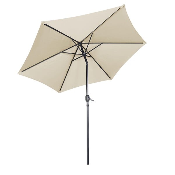 OVIALA - Parasol droit inclinable 3m et 4 dalles lestées aluminium blanc - Matera - large