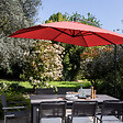 OVIALA - Parasol déporté 3x3m et 4 dalles à lestées rouge - Genova - vignette