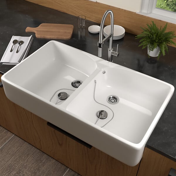 VILLEROY & BOCH - Evier 2 bacs BIBAC O.NOVO - Dimensions : 80 x 50 x 22 cm - couleur : BLANC - large