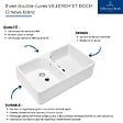 VILLEROY ET BOCH - Evier 2 bacs BIBAC O.NOVO - Dimensions : 90 x 55 x 22 cm - couleur : BLANC - vignette