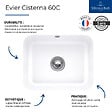 VILLEROY ET BOCH - Evier 1 bac  Cisterna 60C Chromite CeramicPlus avec vidage manuel - vignette