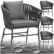 TECTAKE - Ensemble de chaises VALEIRAS effet corde tressée gris foncé/gris foncé - vignette