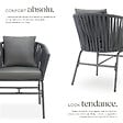 TECTAKE - Ensemble de chaises VALEIRAS effet corde tressée gris foncé/gris foncé - vignette