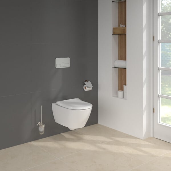 VILLEROY ET BOCH - Pack WC sans bride  Subway 2.0 avec abattant frein de chute + bâti Viconnect PRO + plaque Chromé mat - large