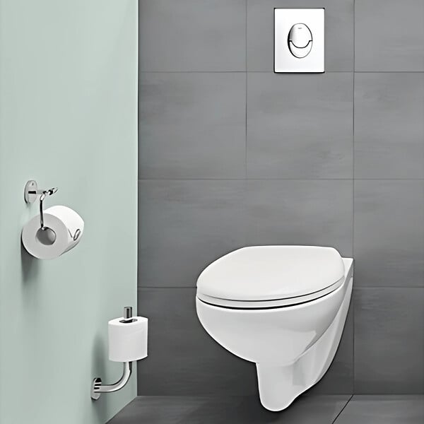 GROHE - Grohe Pack WC suspendu sans bride Bau Ceramic + abattant + plaque blanche + bâti Grohe - large