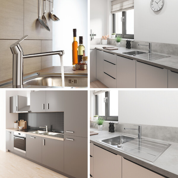GROHE - Robinet de cuisine Get chromé + microfibre - large