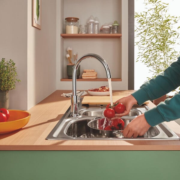GROHE - Robinet de cuisine Start Classic Quickfix chromé + nettoyant GrohClean - large