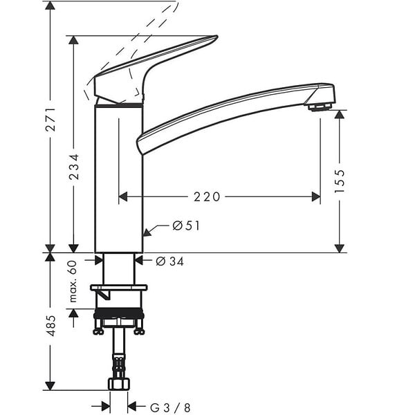 HANSGROHE - Evier 1 bac 980 S52 synthèse noir + robinet de cuisine Logis M31 120 chromé - large