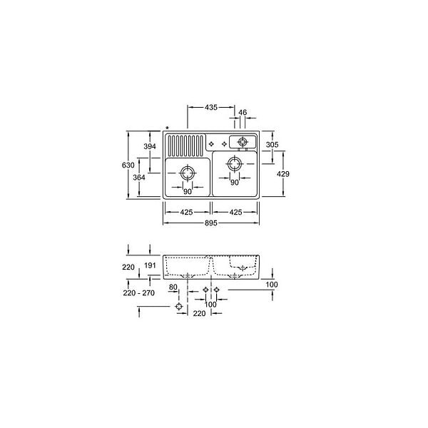 VILLEROY ET BOCH - Evier 2 cuves timbre office  Tradition Pure Black CeramicPlus avec vidage automatique - large