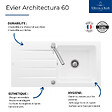 VILLEROY ET BOCH - Evier  Architectura 60 vidage auto + Robinet de cuisine Como Window Anthracite - vignette