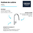 GROHE - Robinet de cuisine avec douchette Feel chromé + nettoyant GrohClean - vignette