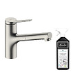HANSGROHE - Robinet de cuisine avec douchette Zesis M33 150 2 jets aspect acier inox + nettoyant Briochin - vignette