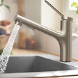 HANSGROHE - Robinet de cuisine avec douchette Zesis M33 150 2 jets aspect acier inox + nettoyant Briochin - vignette